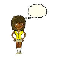 cartoon woman with hands on hips thought bubble N45