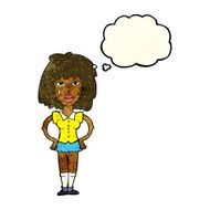 cartoon woman been in fight with thought bubble N2