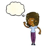 cartoon pretty woman waving with thought bubble N20