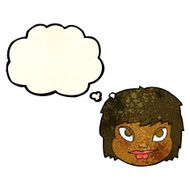 cartoon female face with thought bubble N31