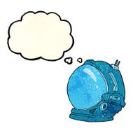 cartoon astronaut helmet with thought bubble N5