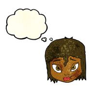 cartoon female face with thought bubble N32