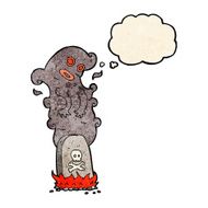cartoon haunted grave with thought bubble N2