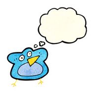 funny cartoon robin with thought bubble N3