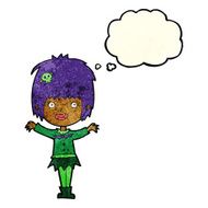 cartoon happy vampire girl with thought bubble N9