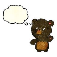 cartoon black teddy bear with thought bubble N2