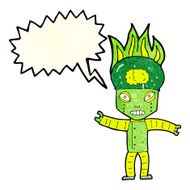 funny cartoon robot with thought bubble N9