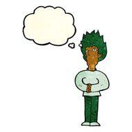 cartoon vampire man with thought bubble N25
