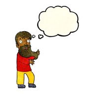 cartoon excited bearded man with thought bubble N3