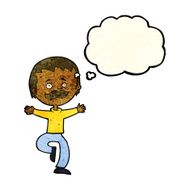 cartoon dancing man with mustache thought bubble N3