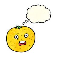 cartoon orange with thought bubble N2