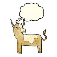 cartoon cow with thought bubble N9