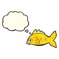 cartoon fish with thought bubble N17