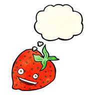 cartoon strawberry with thought bubble N8