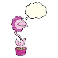 cartoon monster plant with thought bubble N3