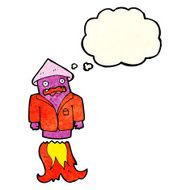 cartoon firework in business suit with thought bubble N3