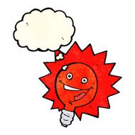 happy flashing red light bulb cartoon with thought bubble N3