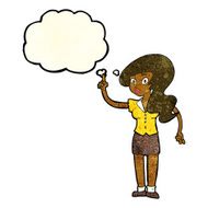 cartoon pretty woman with idea thought bubble N15