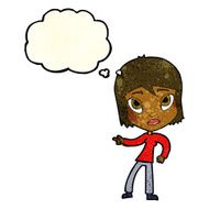 cartoon pointing woman with thought bubble N7