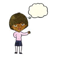 cartoon woman explaining with thought bubble N11