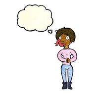 cartoon woman with snake tongue thought bubble N4
