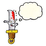 cartoon frightened knife with thought bubble N3