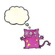 cartoon little monster with thought bubble N7
