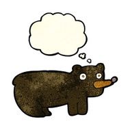 funny cartoon black bear with thought bubble N5