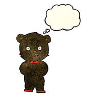 cartoon teddy black bear with thought bubble N4