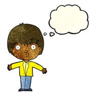 cartoon amazed boy with thought bubble N5