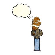 cartoon bored old man with thought bubble N5