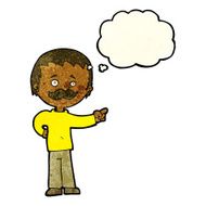 cartoon man with mustache pointing thought bubble N7