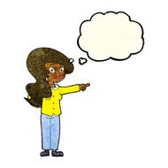 cartoon pretty woman pointing with thought bubble N9