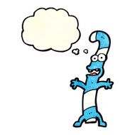 cartoon candy cane with thought bubble N3