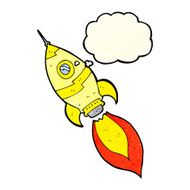 cartoon spaceship with thought bubble N7