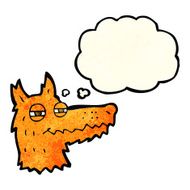cartoon smug fox face with thought bubble N2