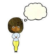 cartoon shy woman with thought bubble N11