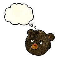 cartoon black bear face with thought bubble N7
