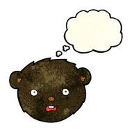 cartoon black bear face with thought bubble N8