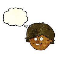 cartoon happy boy face with thought bubble N12