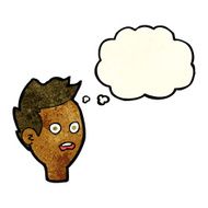 cartoon shocked man with thought bubble N22