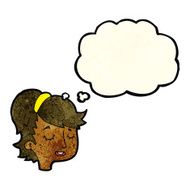 cartoon pretty female face with thought bubble N22