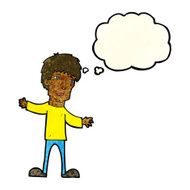 cartoon worried man with thought bubble N21