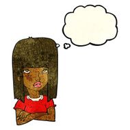 cartoon girl with folded arms thought bubble N3