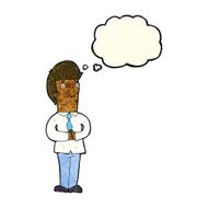 cartoon nervous man with thought bubble N30