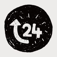 24 hours customer service doodle drawing N23