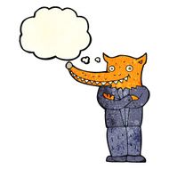 cartoon fox man with thought bubble N12