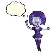cartoon happy vampire girl with thought bubble N10