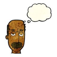 cartoon bored old man with thought bubble N6