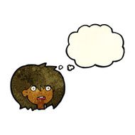 cartoon shocked expression with thought bubble N6